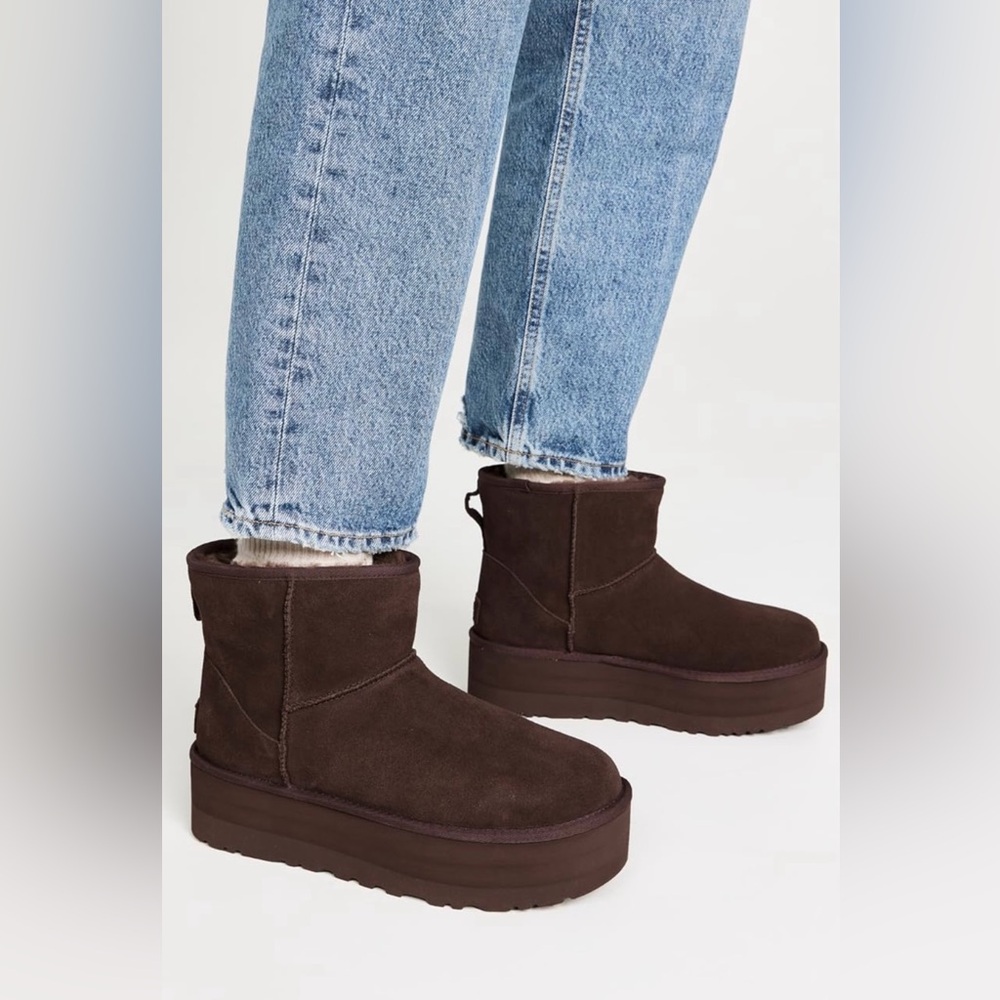 UGG Chocolate Brown Platform Winter Boots in Burn Cedar Color - Picture 2 of 7